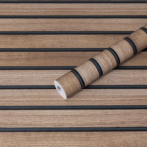 Hode Selbstklebende Tapete Holzoptik Braun, Klebefolie Holzoptik für Möbel Blaugrüne 44X600cm, Möbelfolie Selbstklebend, Folie für Möbel Schlafzimmer Wohnzimmer Wand