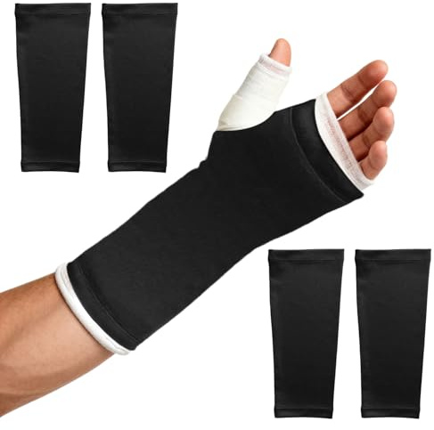 Grosion 4 Pack Arm Cast Cover,Arm Brace Cover,Washable Cast Protector,Elastic Short Cast Covers Protector Cast Wound Covers for Bath Shower(Black)