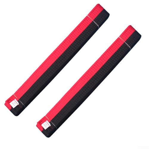 Yhenlovtt Taekwondo-Kampfgürtel, Baumwolle, 280 cm, farbige Mischung für Gürtel, Abstufung und Kunst, Erkennungsgürtel, Polyester, Rot und Schwarz