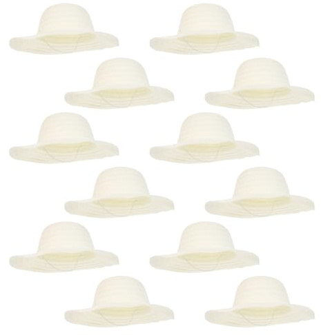 Toyvian Sombreros de Paja para Manualidades y Sombrero de Granjero Asiático Tejido, ala Ancha, Conjunto de 12 Piezas para Adultos, Color Beige, Uso en Playa, Jardín y Fiestas al Aire