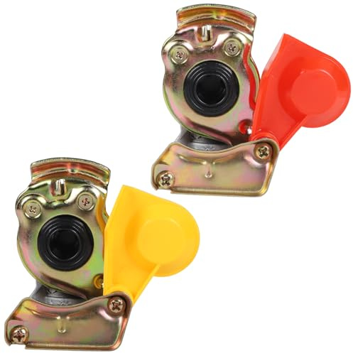 DBREAKS tête d'embrayage avec valve M22 rouge jaune, set en alliage d'aluminium, tête pneumatique avec capuchon anti-poussière pour camion, tracteur, véhicule agricole, remorque et semi-remorque