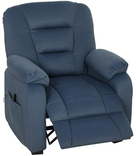 HOMCOM Sillón Relax Reclinable Eléctrico, Sillón Reclinable Silencioso con Función Memoria, Reposapiés, Mando a Distancia, Bolsillos Laterales, Puerto USB, Tela Terciopelo para Dormitorio, Salón, Azul