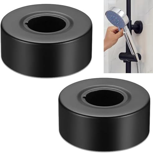 2Pcs Shower Pipe Covers Chrome, Stainless Steel Water Pipe Cover Escutcheon, Wall Hole Decarative Pipe Cap Flange for Shower Rosettes Bathroom Tap Faucet 66 x30 x25mm, Black