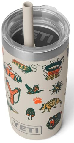 YETI Rambler 10 oz (295 ml) Jr Kids Tumbler, Vacuum Insulated Stainless Steel Tumbler with Silicone Straw Lid, Cape Summer Camp