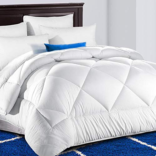 TEKAMON All Season King Comforter Fluffy Quilted Lightweight Reversible Down Alternative Duvet Insert with 8 Corner Tabs,Soft & Breathable Summer Winter Warm,Machine Washable White 90 x 102 inches