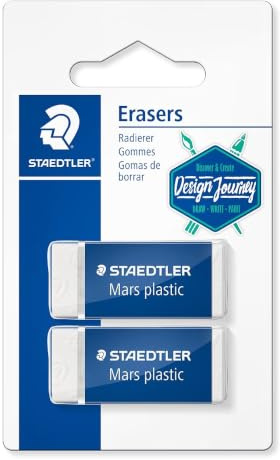 STAEDTLER 52653BK2-C Radierer Mars plastic mini (Premium-Qualität Made in Germany, phtalat- und latexfrei, Blisterkarte mit 2 Radiergummis)