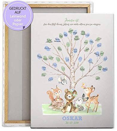 FEENSTAUB Gästebild Taufe, Gästebuch Fingerabdruck Taufe, personalisiertes Fingerabdruckbild, Fingerprint Willkommensfeier, Taufbild Fingerabdruck, Taufbaum Fingerabdruck Leinwand