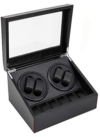 MINUS ONE Carica orologi automatici 10 orologi Scatola per orologi automatici Cacciavite per orologi, realizzato in MDF + PU + metallo, 4 + 6 nero