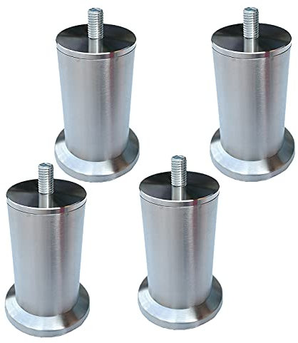 JIAOLUN123 4 Möbelfüße Möbelbeine Tischplatte aus silbernem Edelstahl, Metallschrankfüße, Sofafüße, Bettfüße, M8, dickeres Material (15cm)