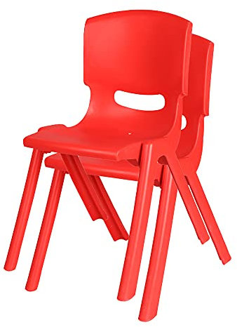 Yjzy Kinderstuhl X 2, Stapelstuhl, SitzhöHe 40 Cm, Dicker PP-RüCkenlehnenstuhl, SchüLer im Alter von 7 bis 16 Jahren, FüR Erwachsene ErhäLtlich, Mehrere Farben ErhäLtlich/Rot / 72x52x40cm