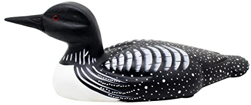CVHOMEDECO. Primitives Hand Engraving and Painted Wood Loon Farmhouse Figurine Decorative Accent, 15 Inch