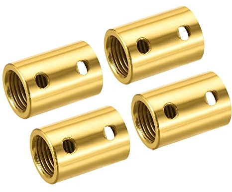 sourcing map 4 Stück Runde Überwurfmutter M10 M4 Gewindehülse Stehbolzen Stangenadapter Rohrverbinder Goldton