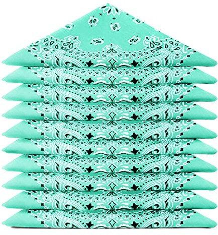 ...KARL LOVEN BANDANA set om 5 10 20 - Paisley Mandala-mönster - 100% Bomull - Topptjocklek - 20 Exklusiva färger, Jade (Mandala-modell), Lotto di 5