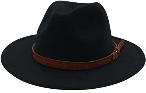 Faringoto Fedora Hut für Damen, Wollfilz, Vintage-Stil, Kirchenhut, Unisex, breite Krempe