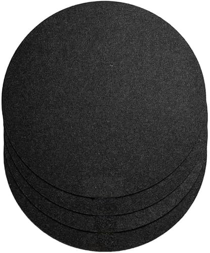 4-Teiliges Set aus Filz Tischuntersetzer Platzset Tischläufer, Platzdeckchen abwaschbar Filzmatte (Rund - Modell 1, Schwarz)