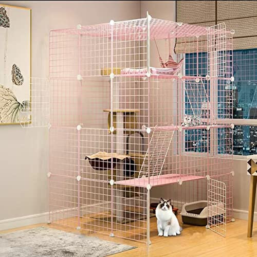 Katzenkäfig Freigehege Gittergehege Für Cat Katzenkäfige Abnehmbarer Metalldraht Für Den Innenbereich Für Kleine Haustiere Kaninchen Igel Katze Für 1-3 Katzen ( Color : Ordinary models , Size : 111*11