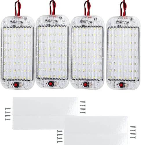 Intckwan 4 Stück 12V-85V Auto Innenbeleuchtung LED, 48 LEDs mit on/off Schalter, Innenbeleuchtung für Auto, Wohnmobile, LKW, Van, Boot und Wohnwagen