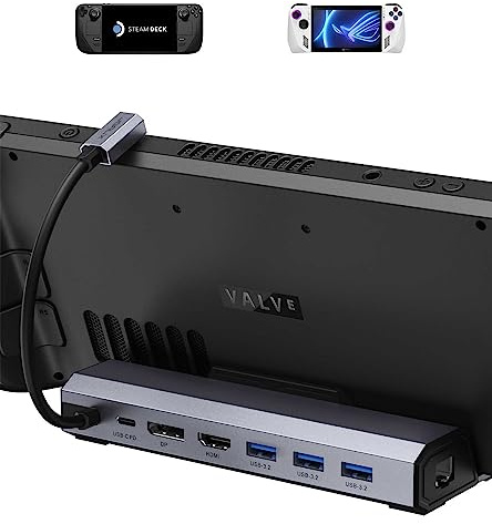 JSAUX 7-in-1 Docking Station for Steam Deck/Rog Ally/Legion Go | HDMI 4K@60Hz, DisplayPort, Gigabit Ethernet, USB A 3.2 and 100W Charge Compatible with Steam Deck OLED-HB0702