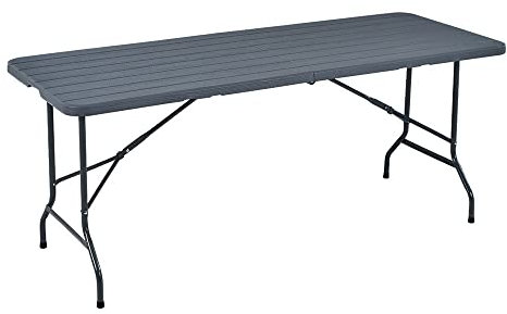 Hortan Tavolo Pieghevole Rettangolare Multifunzione Con Piano In Resina E Struttura Richiudibile Salvaspazio In Acciaio, Per Arredo Esterno, Interno, Giardino, Terrazzo, Pic Nic e Campeggio