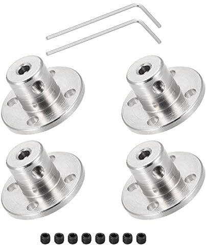 DMiotech 4 Pack 3mm Flange Coupling Connector Rigid Guide Shaft Support Coupler Shaft Coupling with M1.5 Hex Wrench and Screws for DIY RC Model Motors