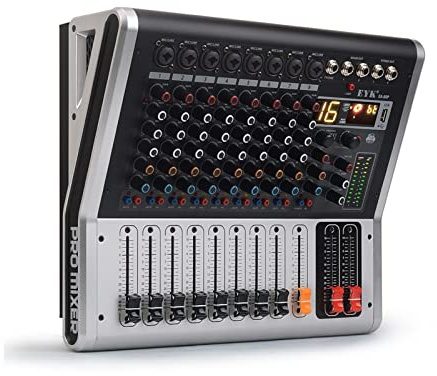 8 Canales Amplificador de Consola de Mezcla de Potencia 2x15 0W 16 DSP Efecto Compatible con Bluetooth USB DJ de Mezclador de Audio