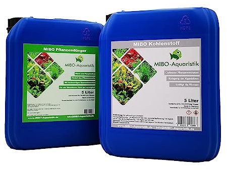 Mibo Aquaristik Pflanzendünger + Kohlenstoffdünger Spar Set 2 x 5000ml Aquarium Dünger Kanister