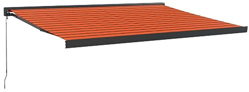 vidaXL Markise, Sonnenmarkise Einziehbar, Gelenkarmmarkise für Terrasse Balkon, Sonnenschutz Terrassenmarkise Balkonmarkise, Orange Braun 4x3m Stoff Aluminium