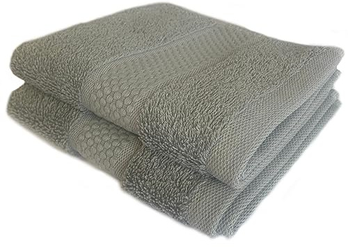 Sue Rossi Face Cloths Pack of 2 or 6, Turkish Combed Cotton, 30cm x 30cm Wash Cloth Fingertip Flannel, Soft & Absorbent, 600gsm Thick Bathroom Towels Set (Silver Grey, 2)