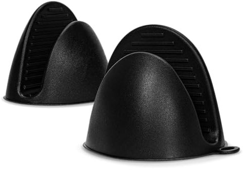 LauterSchutz® Mini Ofenhandschuhe - extra weiches & hitzebeständiges Silikon - Leichte Aufbewahrung & einfach waschbar - Topfhandschuhe zum reinschlüpfen (Schwarz)