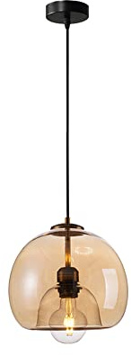 Lampe suspendue moderne en verre gris fumé/cognac, pour îlot de cuisine, salle à manger, bar, petit lustre sphérique, style nordique, décoration d'intérieur, luminaires suspendus E27 Auspicious