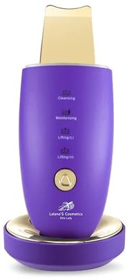 Lalano´S Cosmetics Golden Skin Scrubber – Ultraschall-Gesichtsreiniger, 24K Goldspatel, EMS Lifting, Ionen-Technologie, LED-Lichttherapie, Mitesserentferner & Porenreiniger, kabellos wiederaufladbar