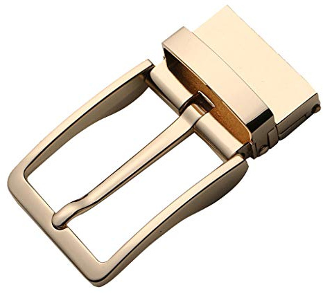 Paowsietiviity män vändbar legering bältesspänne enkel spets rektangulär stiftspänne guld, Guld, 8x4cm