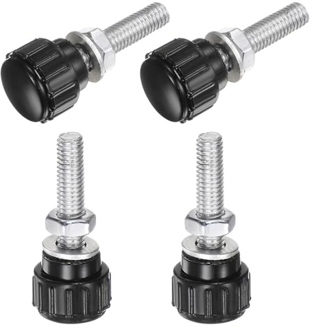 sourcing map Viti zigrinate M5 x 20 mm in acciaio al carbonio, colore nero, 4 set