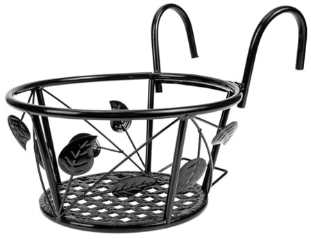 FUNOMOCYA Balkon Blumentopfständer Aus Eisen Abnehmbar Schwarzes Schmiedeeisengestell Tragbares Gartenregal Für Hängende Pflanzentöpfe Dekorativer Pflanzenhalter Für Outdoor Balkonbereich