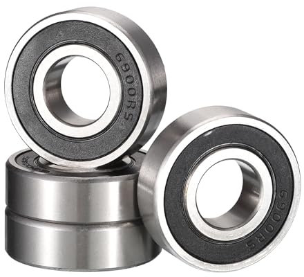 HiPicco 6900-2RS Deep Groove Bearings, ID 10mm x OD 22mm x Width 6mm Double Rubber Sealed Ball Bearings, Pre-Lubricated (GCr15) Chrome Steel 4pcs