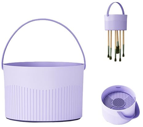 Tapis de Nettoyage Pinceaux Maquillage 3 en 1 Tampon Nettoyage de Brosse de Maquillage avec Support Pliable Tapis de Nettoyage en Silicone Outils de Nettoyage pour Pinceaux Cosmétiques, Violet