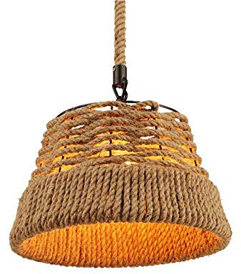 UNbit E27 Antique Hand Woven Hemp Rope Ceiling Light Hemp Rope Chandelier Retro Creativity Restaurant Living Room Study Ccreative Iron Metal Basket Lamp Personality Light Durable Light