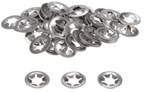 sourcing map Lot de 60 rondelles de verrouillage à dents internes M8 - Clips de retenue à vitesse rapide - Écrous poussoirs Starlock en acier inoxydable 304