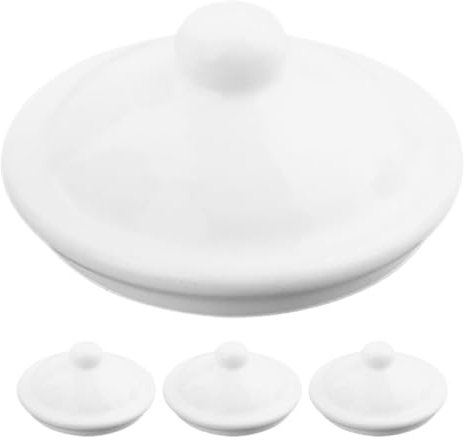 Luxshiny Ersatz Für Teebecherdeckel 4 Stück Emaille-Teetassendeckel Keramik-Teekannendeckel Teekessel Obere Abdeckung Wasserbecher-Deckel Teetassenkappe Universalbecherdeckel Weiß