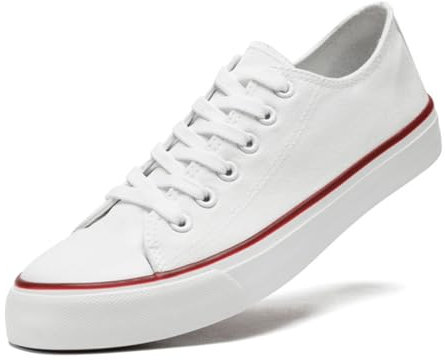 sharllen Unisex sneakers tygskor kvinnor män canvas skor låg topp sneakers, Vit, 43 EU