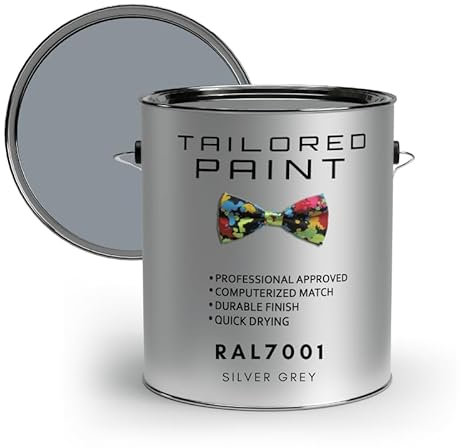 Tailored Paint uPVC Window & Door 1K Paint Brush or Spray On - Gloss Finish - RAL7001, Silver Grey - 5000ml (5L) Tin