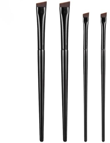 4 Pieces Black Fine Angled Eyeliner Brushes, Eye Liner brush, Ultra Thin Slanted Flat Angle for Beauty Cosmetic Tool