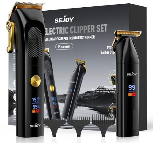 Haarschneidemaschine Profi Herren, Haarschneider und Trimmer Kit für Barbier Elektrisch Barttrimmer Bartschneider Herren mit LED Anzeige USB Wiederaufladbar