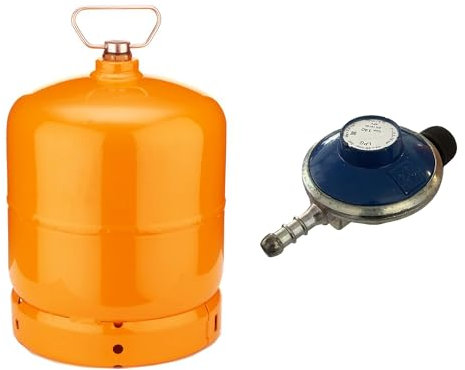 Marvin Bombola Gas Ricaricabile da Campeggio Barca Vuota per Butano (UN1965) Tappo con Maniglia Portatile Uscita Valvola M16X1,5 F (Bombola 3Kg + Regolatore)