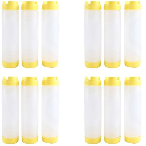 Janasiba 4X Umgekehrte 16-Unzen-Plastik-Quetschflaschen, NachfüLlbare Spitze, GroßEr Ventilspender, GewüRz-Quetschflasche für Saucen, Ketchup