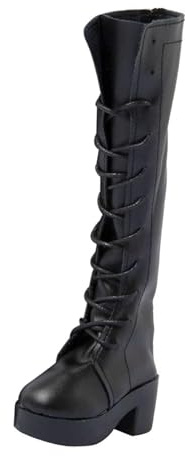 Sharplace 1/3 Puppenschuhe mit Kugelgelenk, BJD-Langstiefel, Anziehsachen, modische Schuhe mit hohen Absätzen, PU-Lederschuhe für 60-cm-Puppe, Zubehör, Schwarz