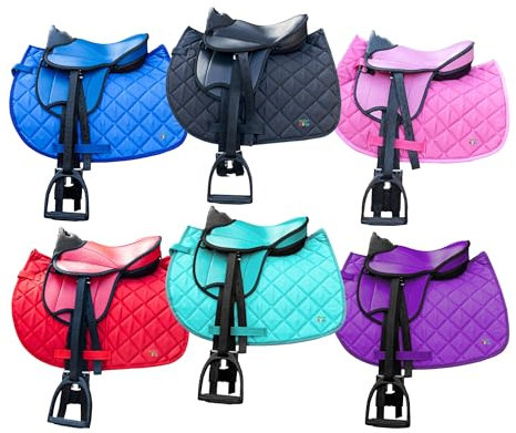 Brama West Kinder Shetty Sattel Set „My Little Pony“ | Sattel für Shetty Pony Holzpferd Plüschpferd | mit Satteldecke, Sattelgurt, Steigbügel & Steigbügelriemen - Schwarz