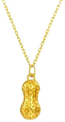 KnSam Echte Goldschmuck Halskette 24 Karat Gold Au999, Erdnuss Kette Anhänger, 24K Gold Damenkette 40+5cm
