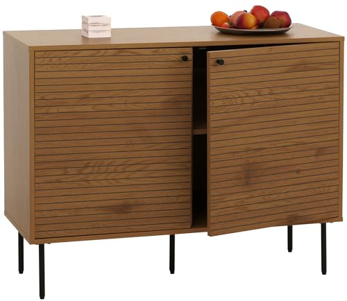 Mendler Sideboard HWC-N78 86x110x40cm Metall - Natur | Kommode, Schrank, Anrichte, skandinavischer Stil, Holz, Melamin