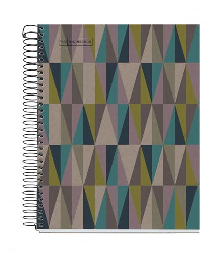 Miquelrius - Recyceltes A5-Notizbuch, 80 recycelte Blätter (80 g/m²), kariertes Notizbuch, 1 farblich abgestimmtes Band zum Recycling-Einband, 2 Löcher, Rauten